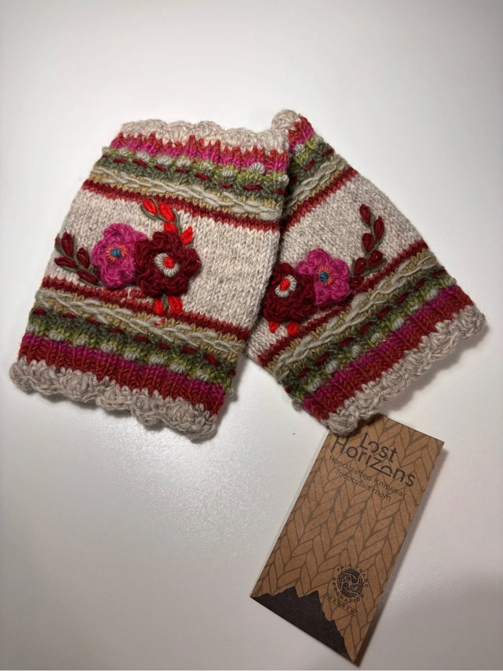 Lost Horizons Lassen Wool Boot Cuffs Floral Embroidered Fair Trade Handmade